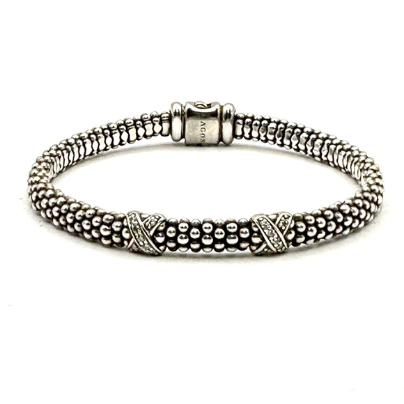 Lagos 2 Station Diamond X Caviar Bracelet - Picture 1 of 7